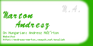 marton andresz business card